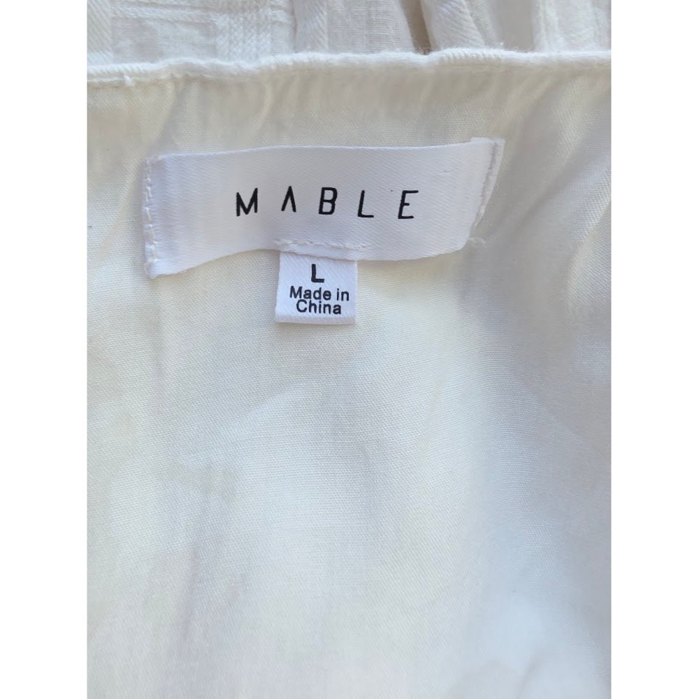 Mable Anthropologie Babydoll Dress Women L White Puff Sleeve Square Neck Cotton - Picture 5 of 7